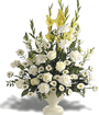 Mixed White Flowers in a Ceramic Pot / Vase